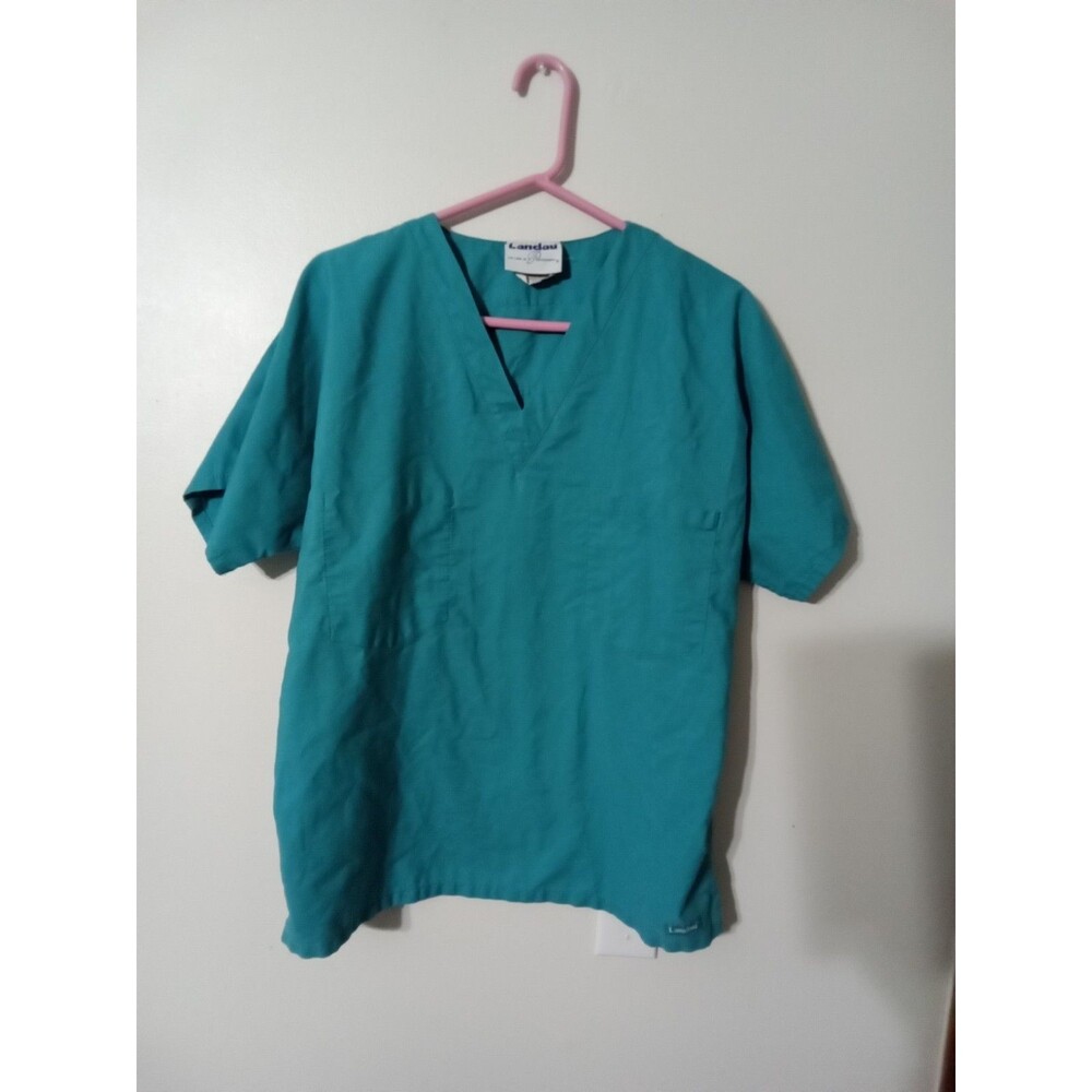 LANDAU Medium GREEN Stretch 2 POCKET V-Neck SCRUB Top SHIRT Size Medium